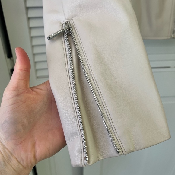 Eloquii Plus Size Faux Leather Moto Jacket Cropped in Bone Sz 18/20 - Picture 9 of 13